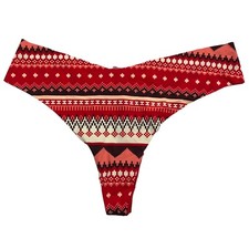 NWT AERIE Thong Sz M-L-XL Red Brown Seamless Silky