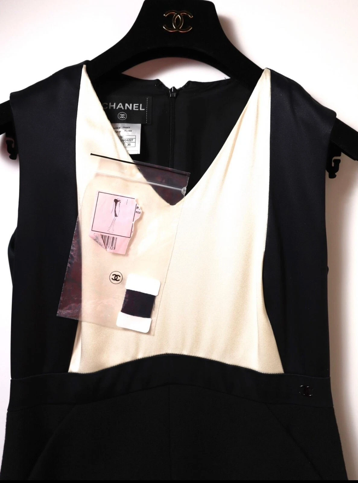 Abito da cocktail 4K nuovo Chanel vintage 2009 nero bianco 34 36 2 4 6 top tweed S M