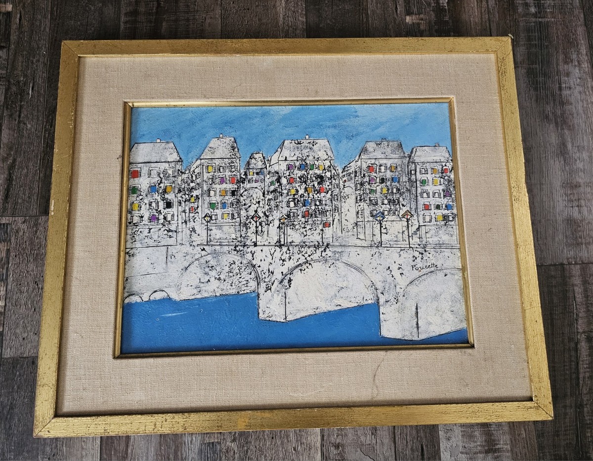 Vintage French Oil Painting signed Nicola Ortis Poucette 1960s