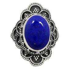 Blue Lapis 925 Sterling Silver Ring - Size 7