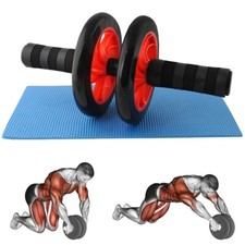 ATTREZZO ADDOME ADDOMINALI DOPPIA RUOTA ROLLER SCHIENA BICIPITI PALESTRA IN CASA