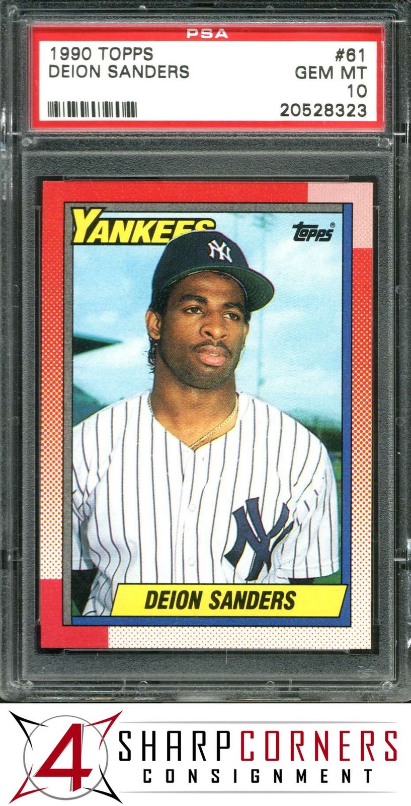 1990 TOPPS #61 DEION SANDERS RC YANKEES PSA 10