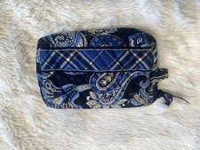 Vera Bradley Blue Paisley Quilted  Makeup Bag Zippered 7" x 5" x 2"Windsor Navy