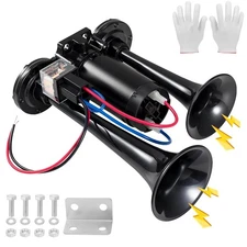 600dB 24V Super Loud Dual Trumpet Electric Train Air Horn Kit with Heavy-Duty...