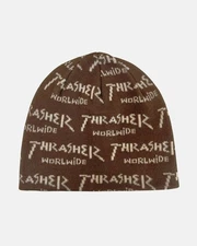 Thrasher Worldwide Brown Skully Beanie Hat