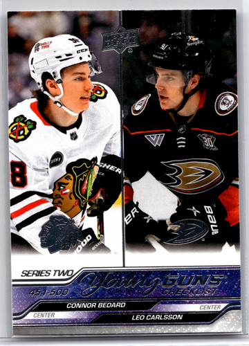 2023-24 Upper Deck Young Guns Checklist Connor Bedard Leo Carlsson #500 RC