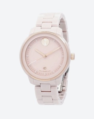 Brand New Movado Bold Verso Women s Pink Ceramic Gold Tone Dial Watch 3600935