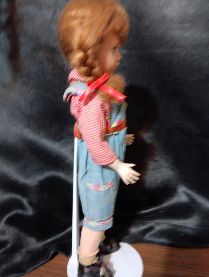 Muñeca vintage Arranbee Nanette 17" con trenzas y traje de mezclilla 1948 Foto 4 de 4