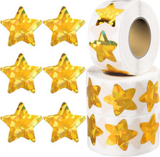 1500 PCS Holographic Gold Star Stickers for Kids
