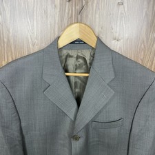Bachrach Sport Coat Mens 42R Olive Green Solid 100 Pure Wool Four Buttons