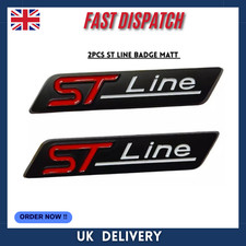 2PCS ST LINE BADGE MATT BLACK EMBLEM Fits Ford Focus Fiesta DECAL REPLACEMENT UK