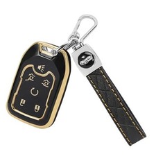 for GMC Key Fob Cover TPU Compatible with 2015 2016 2017 2018 5 Buttons Black