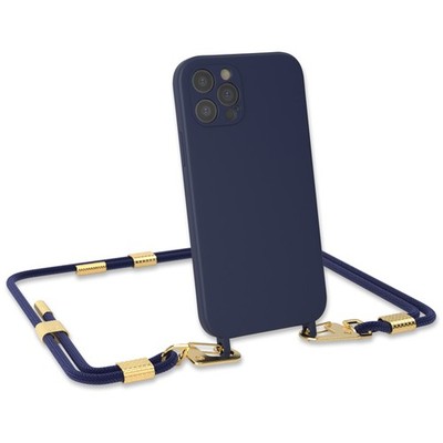 Für Apple iPhone 12 Pro Handyhülle zum Umhängen Band Kordel Kette Tasche Blau