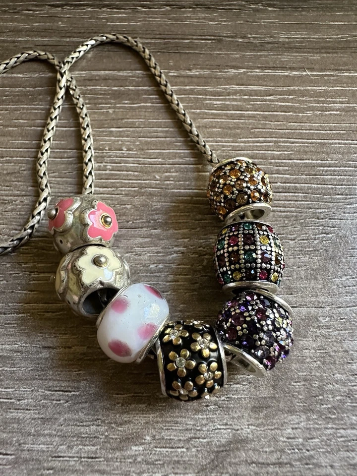 Brighton Troll Bead Charm Necklace Silver Plated 20 Inches 7 Beads - Image 3 of 4