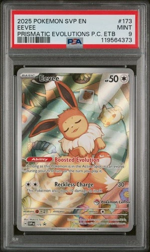 PSA 9 Pokémon Center Eevee #173 Promo – Prismatic Evolutions ETB Exclusive