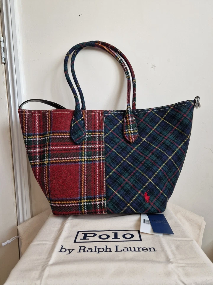 POLO RALPH LAUREN Patchwork Wool Medium Bellport Tote Bag BNWT - Image 3 of 4