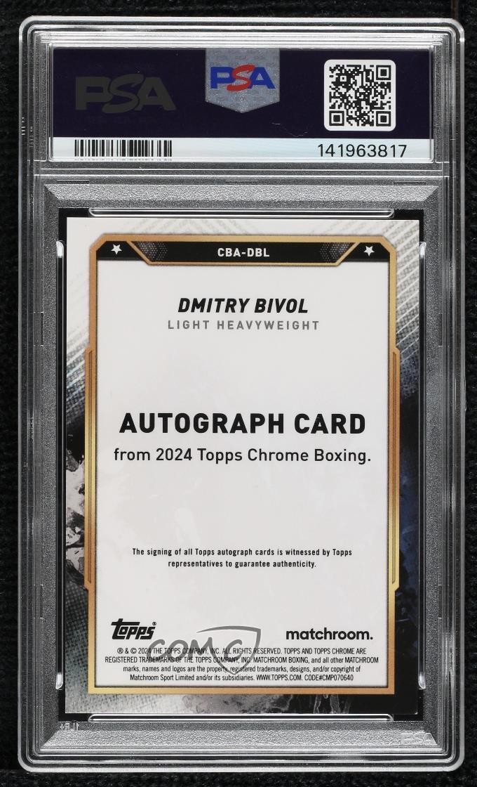 2024 Topps Chrome Gold Refractor 30/50 Dmitry Bivol #CBA-DBL PSA 9 MINT Auto view 2