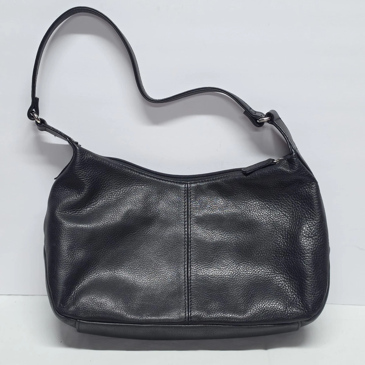 Vera Pelle Petit sac à main en cuir italien véritable (noir/beige