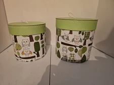 2 Nesting Owl Forest Containers Retired Office Organization 10" & 8" IKEA
