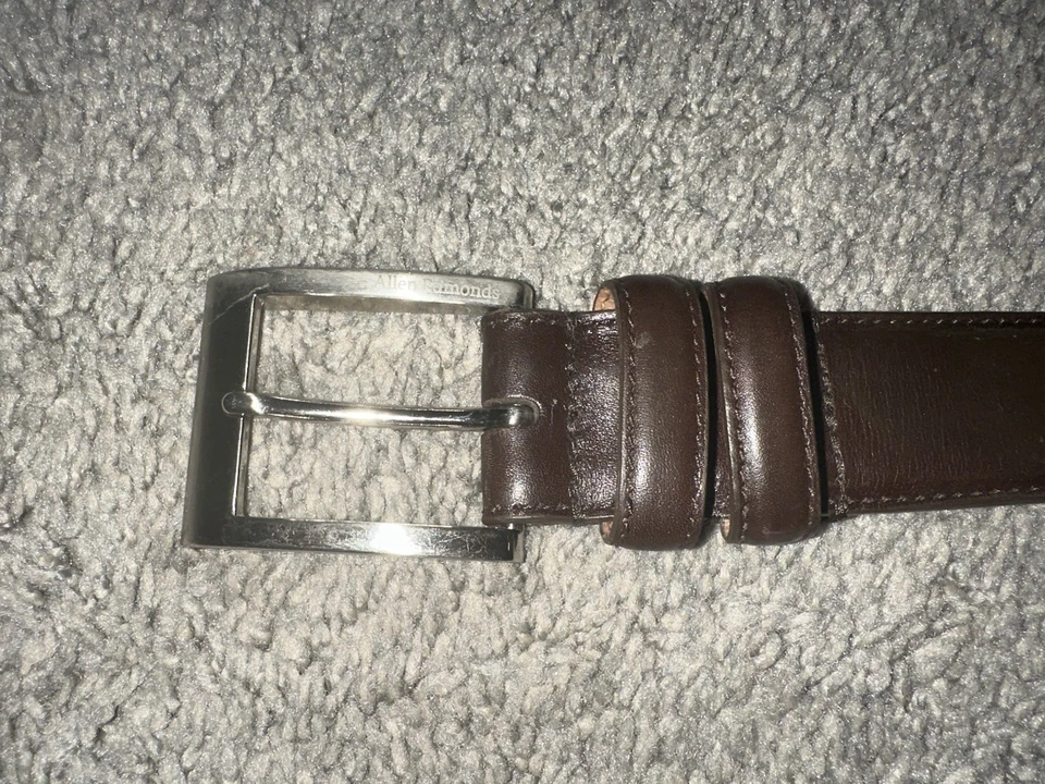 Cinturón de vestir Allen Edmonds AMPLIO BÁSICO para hombre #39507 talla 38 marrón EE. UU. hebilla plateada Foto 3 de 4