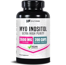 HealthFare Myo Inositol Supplement, 2600mg | 200 Veg Capsules | Ultra Strength