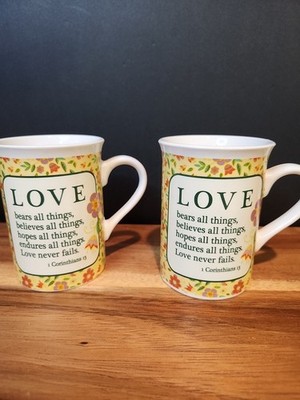 1 Cor 13 LOVE Bay Island Set Of 2 Mugs Love Bears All Things Love Never Fails 