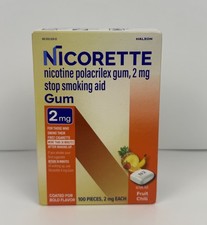 Nicorette Fruit Chill Nicotine Polacrilex Gum 2mg - 100 Count Exp 07/2028 New