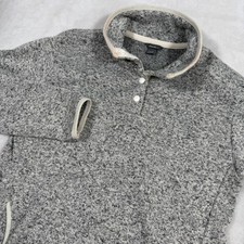 Eddie Bauer Womens Grey Marl Sweater Fleece Snap Pullover D3859292 Small