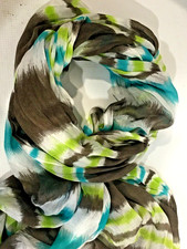 Boho Hippie Multi-color Semi Sheer SCARF Foulard WRAP Watercolor 32X82 in