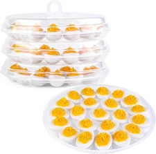 Deviled Egg Containers with Lid, 3PCS Deviled Egg Platter Carrier Holder Trays w