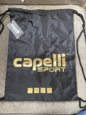CS Promo Capelli Sack Pack Athletic Sports Backpack Drawstring Black & Gold NWT