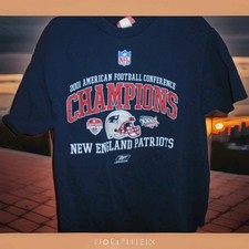 NEW ENGLAND PATRIOTS VINTAGE 2001 AFC CHAMPIONS MENS TSHIRT SIZE MEDIUM
