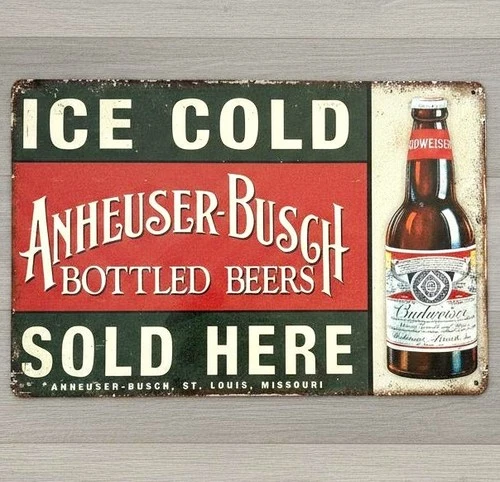 Anheuser Busch Budweiser Beer 8 x 12 Vintage Novelty Metal Sign New!
