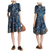 Ulla Johnson Roberta Ruffled Printed Cotton Blend Dress Lapiz Floral Blue 4 Smal