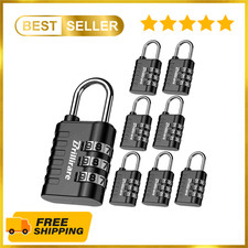 8 Pack Combination Lock, 3-Digit Waterproof Keyless Padlock, Zinc Alloy Outdoor