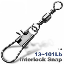 100Pcs Barrel Swivel with Interlock Snap Stainless Steel Cross Snap Sea Fishing