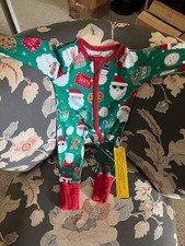 Little Sleepies Kids Holiday Santa Clause Print Bamboo Pajamas 0-3 M Brand New 