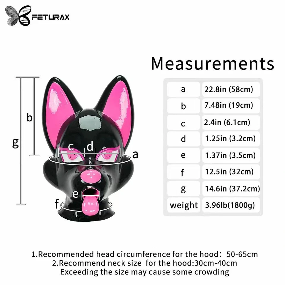 FETURAX BDSM Silicona Terciopelo Zorro Cachorro Capucha Máscara Tocado para Juegos con disfraces Halloween Foto 4 de 4
