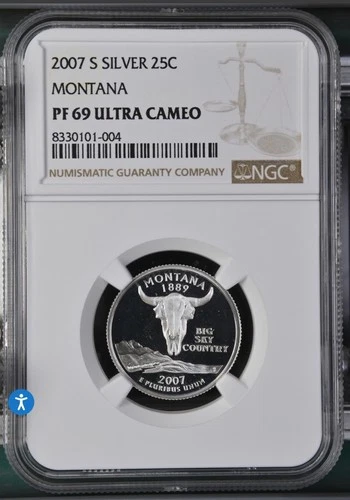 2007-S Silver 25c Montana State Quarter NGC PF69 Ultra Cameo