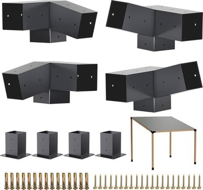 Pergola Kit - 3-Way Slanted Brackets, Powder-Coated, 4'' X 4'' (Actual: 3.5X3.5 In