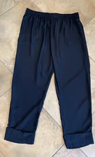 duro olowu for jcp women XL Black pull on elastic waist silky pants LL