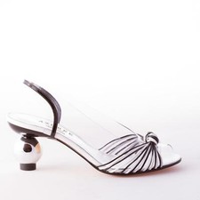 AZUREE CANNES chaussures femme Transparent NATURI sandal black white round heel