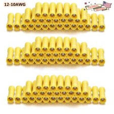 50Pcs Yellow Copper PVC Wire Butt Connectors Fully Insulated Connectors AWG12-10
