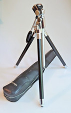 Vintage Manon Telescoping Tripod With Leather Case Made In Japan