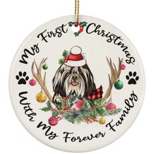My First Christmas Shih Tzu Dog With Deer Anlters Ornament Gift Decor Hanging