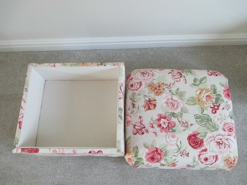 Storage Footstool Pouffe Footstall Accent Floral Peacocks Teal Ochre Blue Grey - Picture 46 of 317