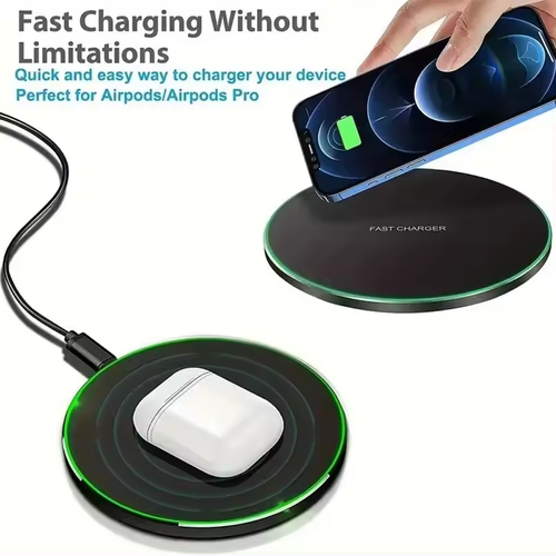 VIKEFON Wireless Charger White for iPhone/Samsung/Huawei RGB caricabatterie dock - Foto 2 di 6