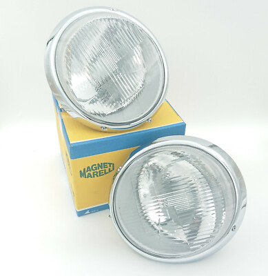 Magneti Marelli headlights H4 chrome in set suitable for Porsche 911 year 69-83
