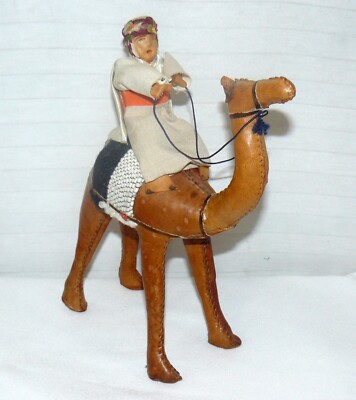  Leather Camel With Rider Hand Crafted 10''