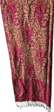  Pashmina  Woman's Scarf Wrap Shawl Fuchsia Almond Colors Fringe Reversible